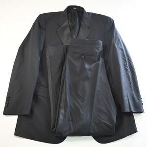 Chiarelli 42L 32x32 Black 100% Wool Mens Jacket Pants Suit